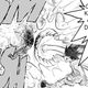 Gon strikes a boulder with his fist with intense power.